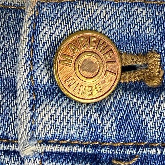 Madewell Denim Jean Mini Skirt Distressed Raw Hem 100% Cotton Blue Womens Sz 28 - Picture 4 of 6
